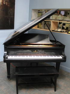 STEINWAY & SONS Ebonised Piano Serial # 225547: Probably a model M circa 1927. According to people who have played it in house it has a very good sound. From a Riverside Drive, NYC estate. - Dimensions: 56" x 76" approx