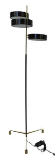 Midcentury Style Enameled & Brass Floor Lamp.: Great quality and decorative. From a Hamptons, LI estate. - Dimensions: 73"H