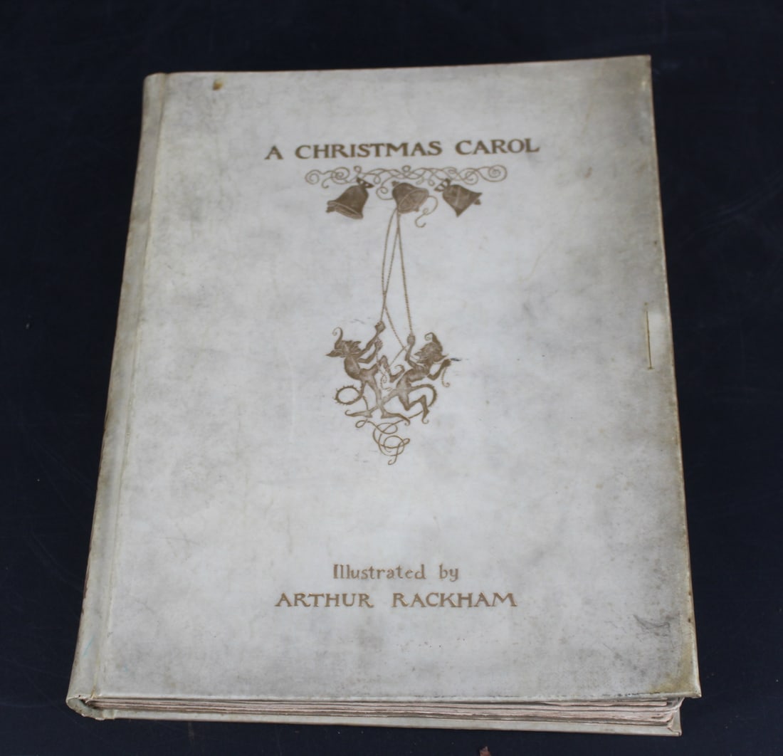 A Christmas Carol Dickens Arthur Rackham Signed: "A Christmas Carol", Charles Dickens, 1/100 illustrated and signed by Arthur Rackham, this copy #28. Philadelphia, J. B. Lipincott Co. (ND but 1915). Printed in Great Britain, Richard Clay a