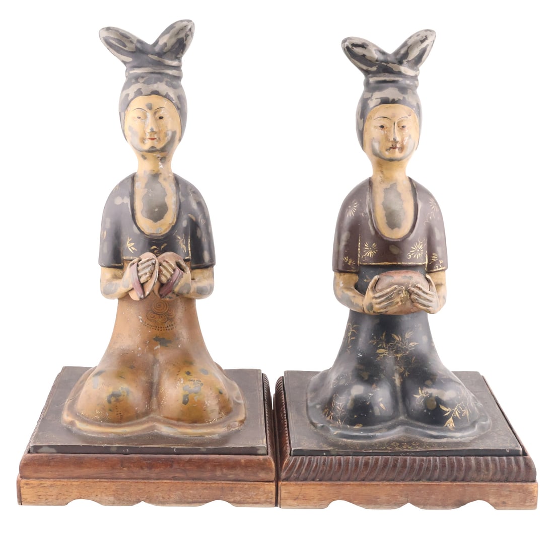 Pair of Chinese Metal Tomb Musicians. (1 of 9)