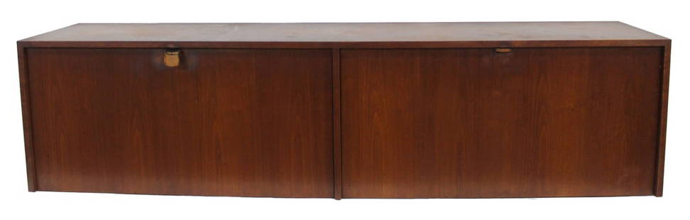 FLORENCE KNOLL Midcentury Wall Hanging Cabinet.: Drop front Wall Hanging Unit. From a Brooklyn, NY estate. - Dimensions: 18" x 15.5" x 72"