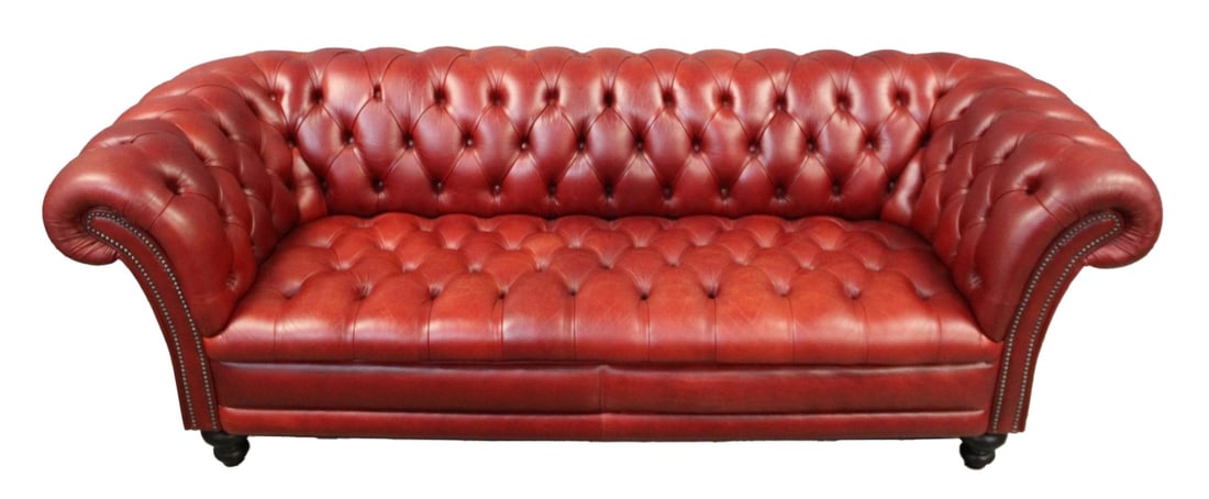 Signed Chesterfield Leather Tufted Sofa. (1 of 9)