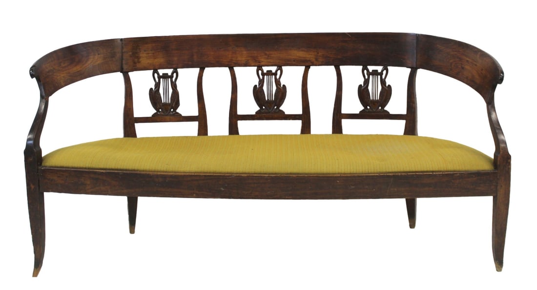 Antique Continental Settee With Swan Carved Back. (1 of 10)