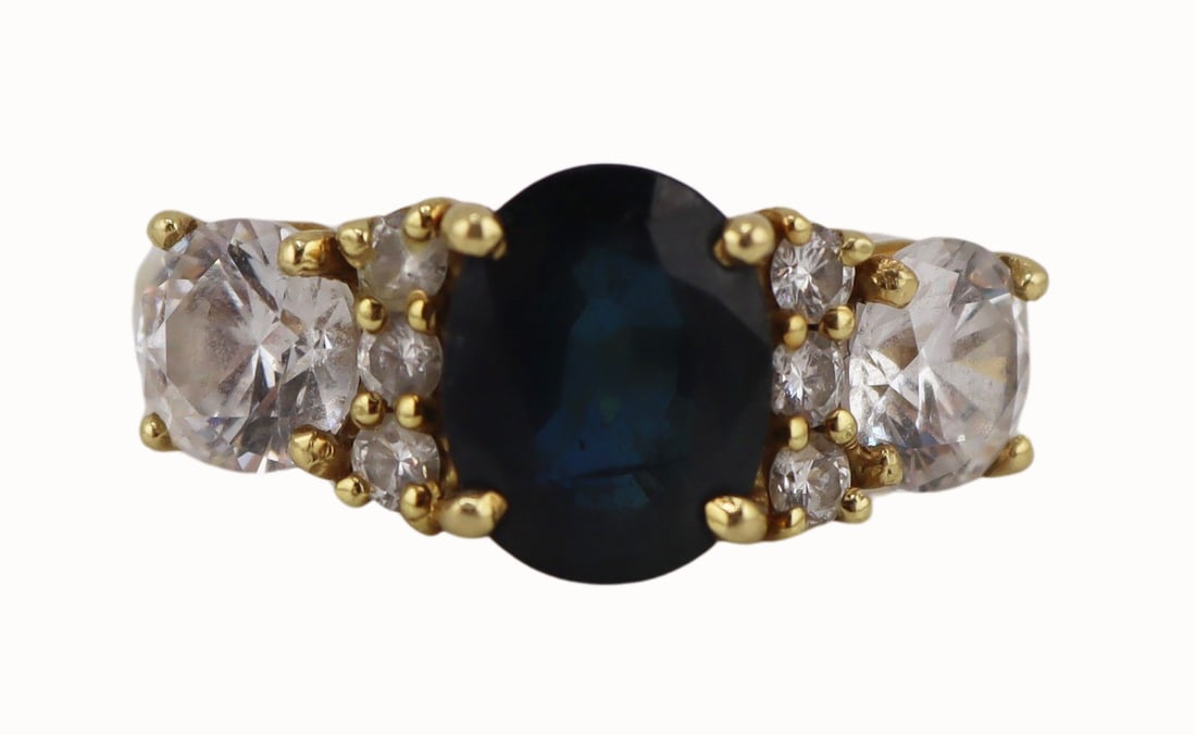 JEWELRY. 18kt Gold Sapphire, CZ and Pave Diamond (1 of 7)