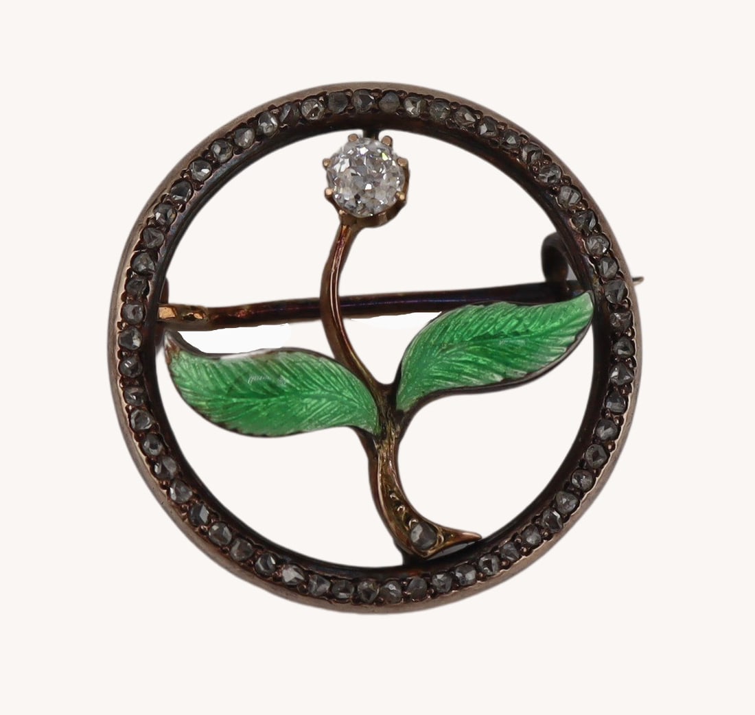 JEWELRY. Antique 14kt Gold, Enamel and Diamond (1 of 9)