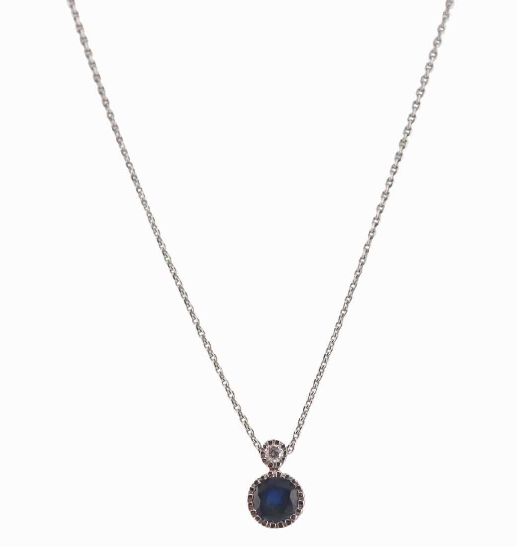 JEWELRY. 14kt Gold Sapphire and Diamond Necklace. (1 of 6)