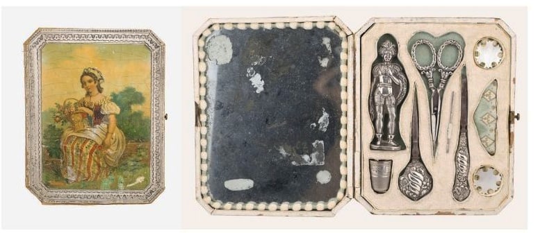 SILVER. Antique Silver and Mother of Pearl Sewing (1 of 13)