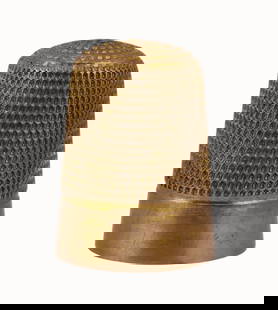GOLD. Charles Horner Chester 9ct Gold Thimble.: Charles Horner English 9ct yellow gold thimble. Stamped, &quot;8&quot;, &quot;CH&quot; signifying Charles Horner, city stamp of Chester, &quot;9 .375&quot; and a date letter of 'U' representing 1920.