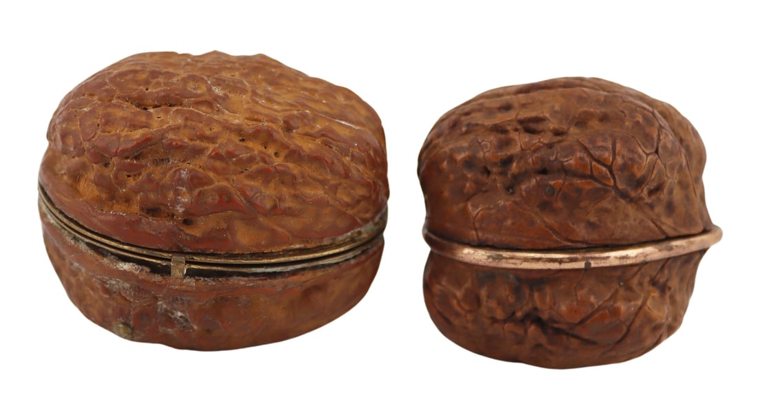 (2) 19th C French Carved Walnut Form Etuis. (1 of 12)