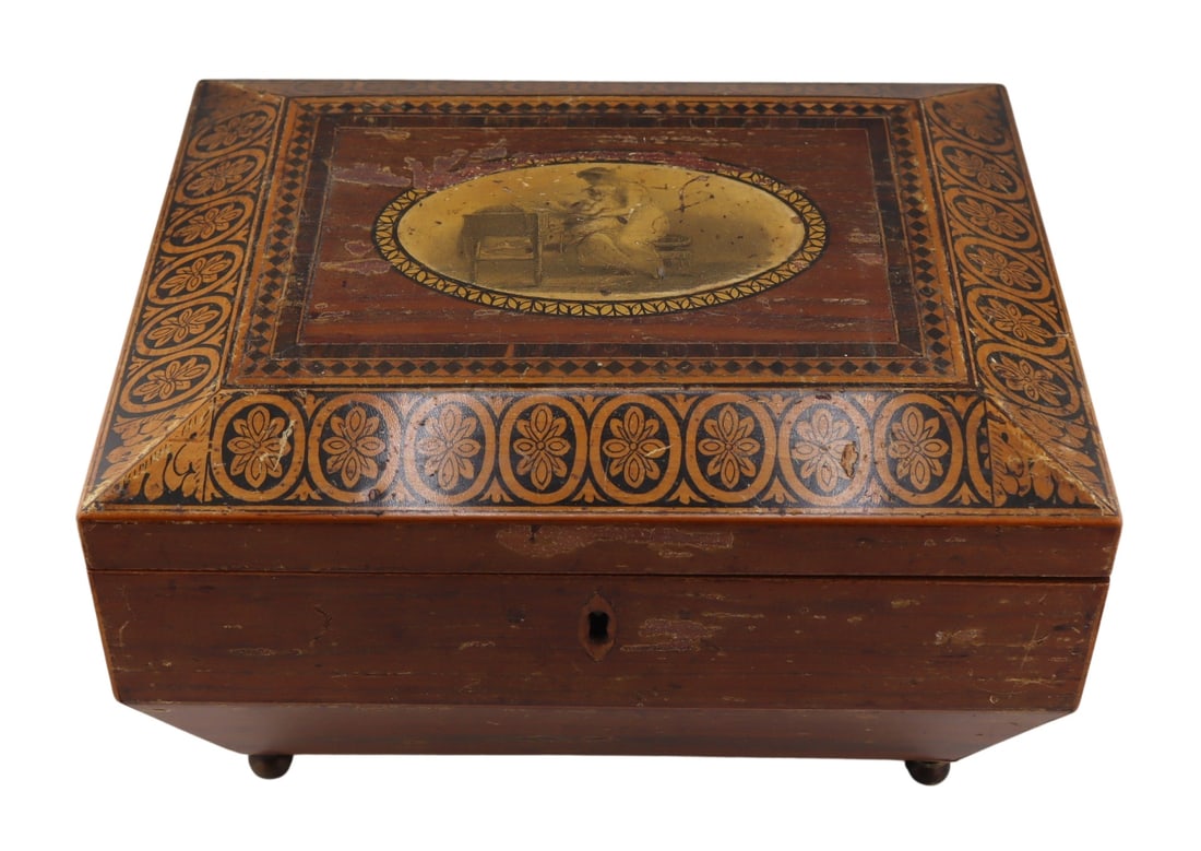 Antique French Footed Sewing Box. (1 of 10)