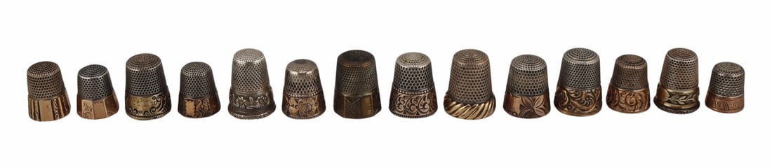 SILVER. Collection of (12) Two-Tone Thimbles. (1 of 19)