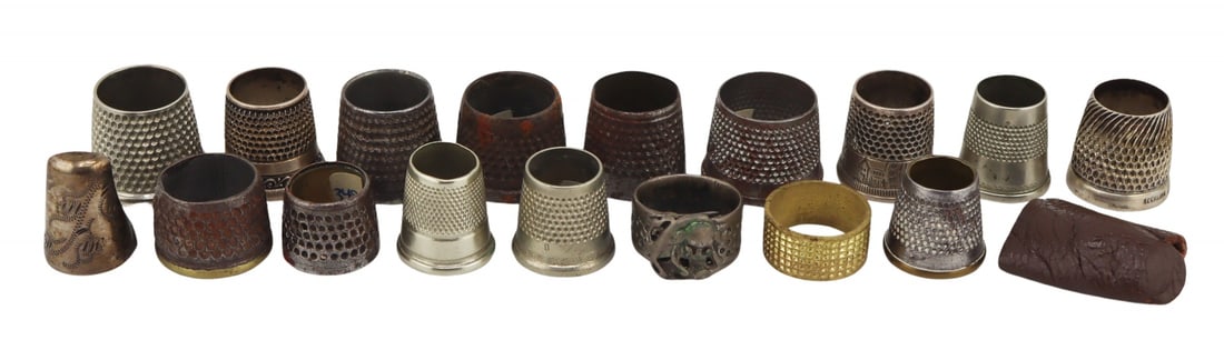 SILVER. (18) "Topless" Thimbles and Finger Guards (1 of 10)