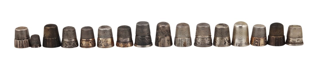 SILVER. (16) Antique Silver Thimbles. (1 of 20)