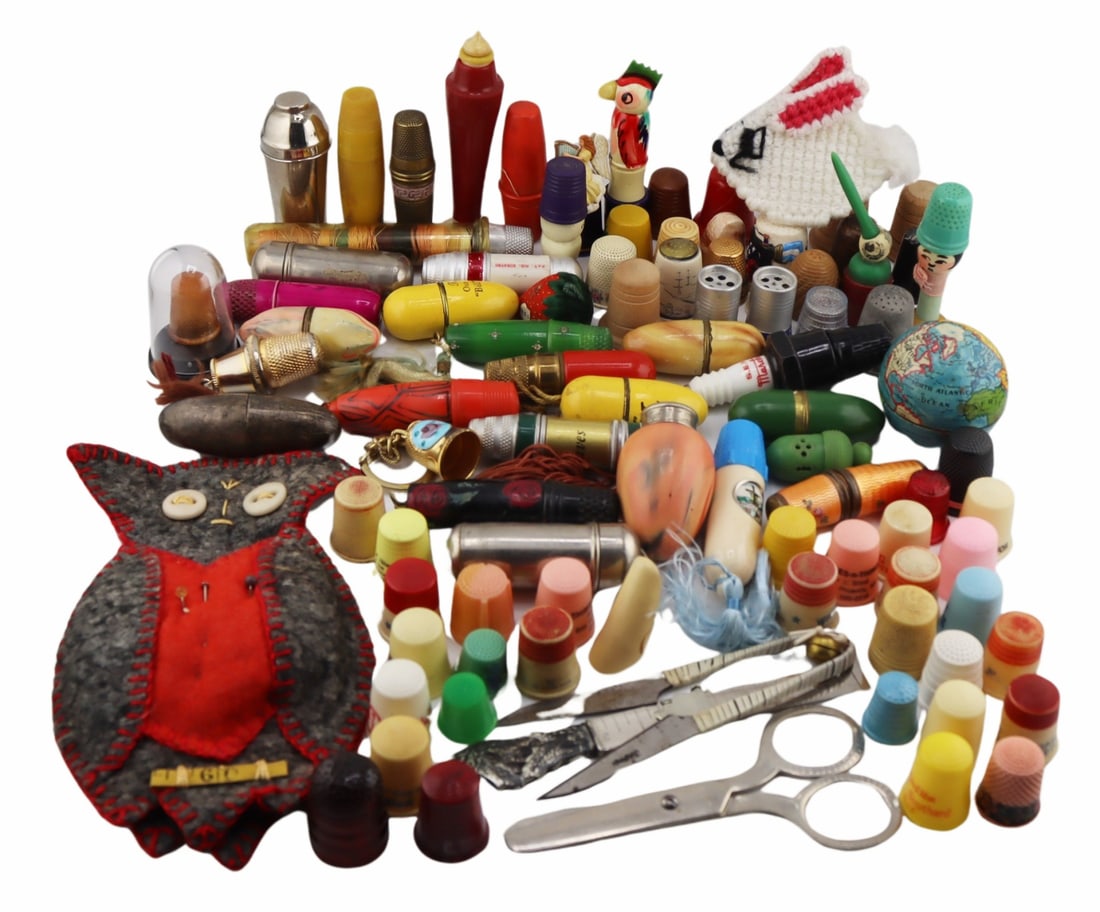 Large Collection of Thimbles, Thimble Cases, and (1 of 16)