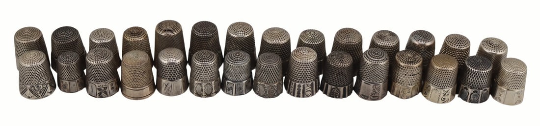 SILVER. (29) Silver "Paneled" Thimbles. (1 of 20)