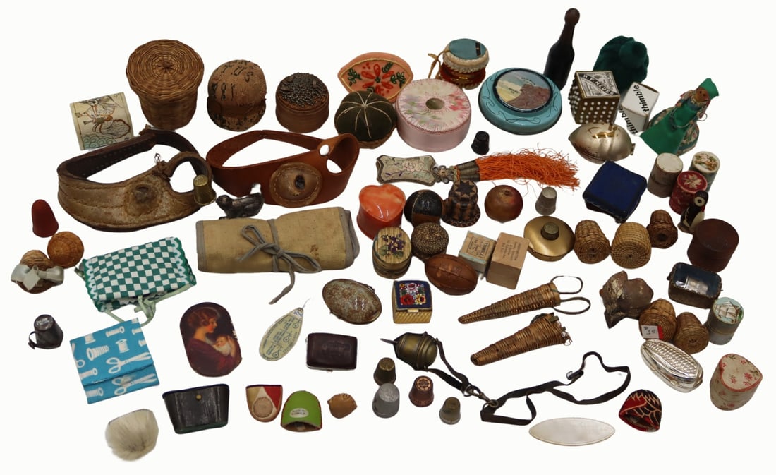 Large Group of Thimbles, Cases, and Sewing Objects (1 of 13)