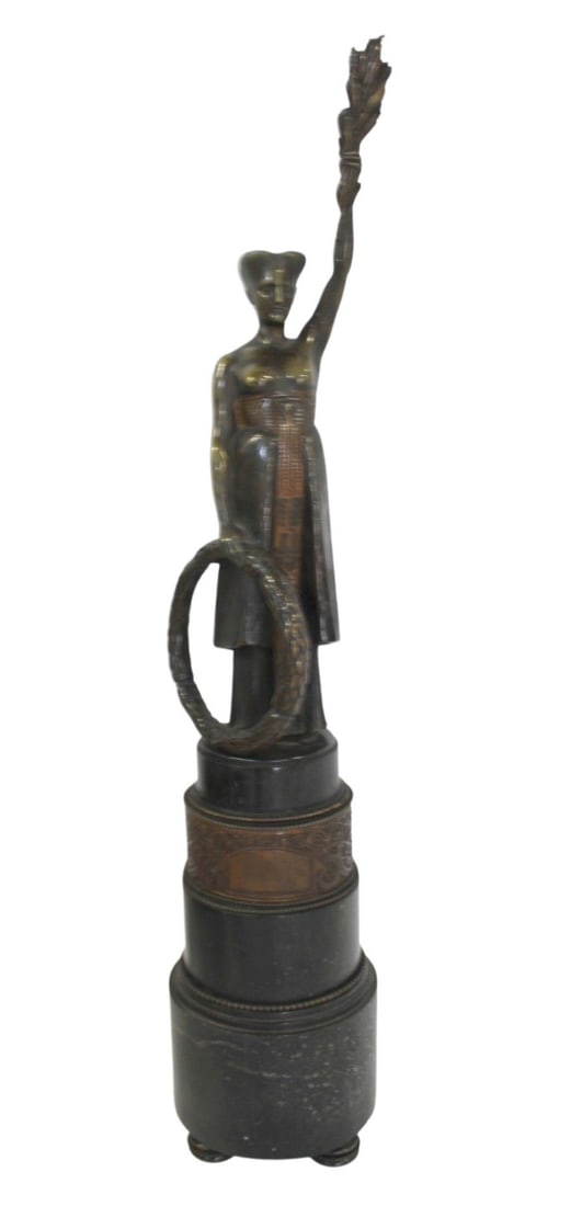 Art Deco Bronze Liberty Like Statue on Marble Base (1 of 18)