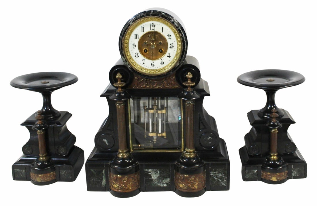 Antique French Marble Clock Garniture Set. (1 of 15)