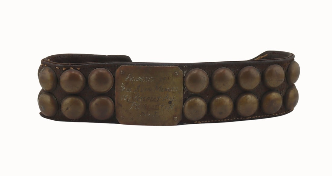 Antique Studded Leather Dog Collar. (1 of 9)