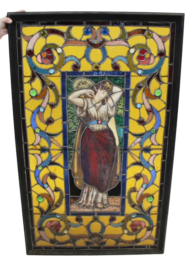 Large Tiffany Style Leaded Glass Window. (1 of 5)