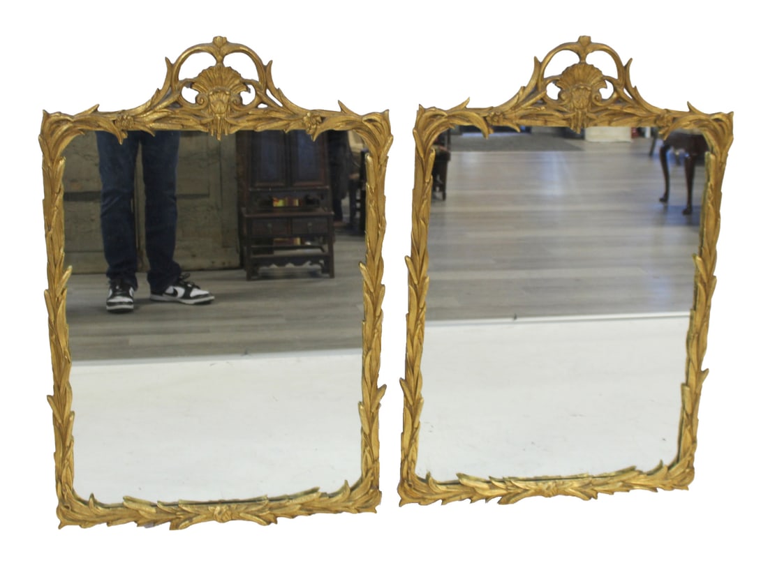 A Vintage Pair Of Carved Giltwood Mirrors. (1 of 6)