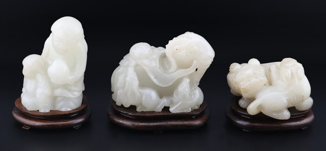 (3) Chinese White Jade Carvings. (1 of 9)