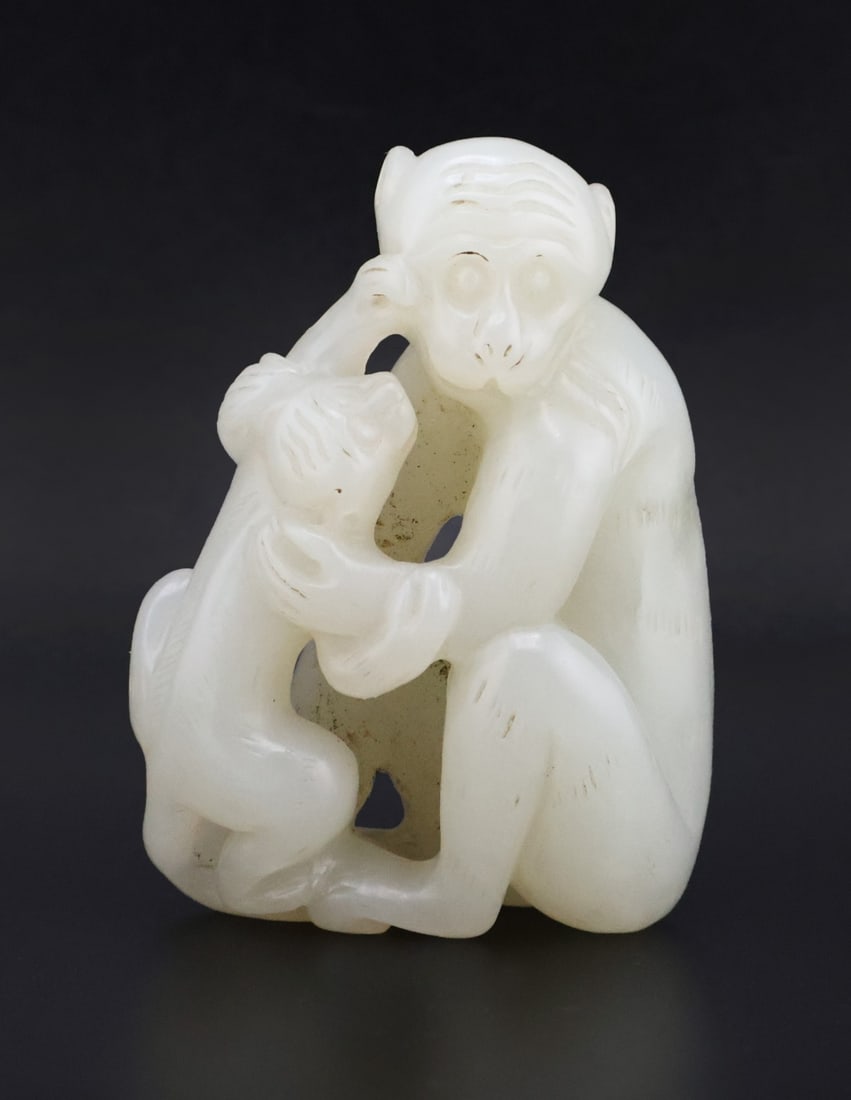 Chinese White Jade Monkey Group. (1 of 7)