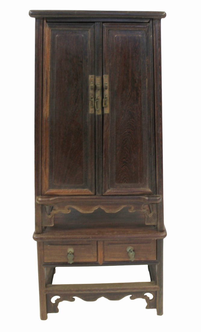 Small Antique Chinese Hardwood Cabinet on Stand. (1 of 9)