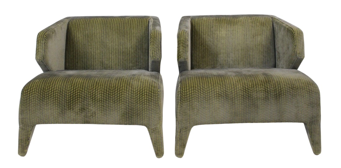 Pair of Roche Bobois Upholstered Lounge Chairs. (1 of 7)