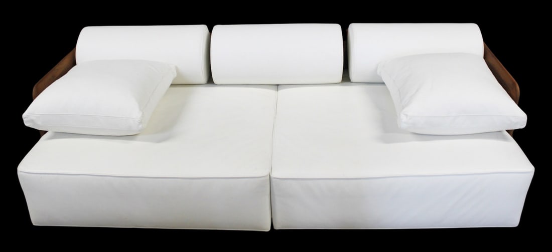 De La Espada Teak & Leather 2 Piece Sofa/Daybed. (1 of 10)