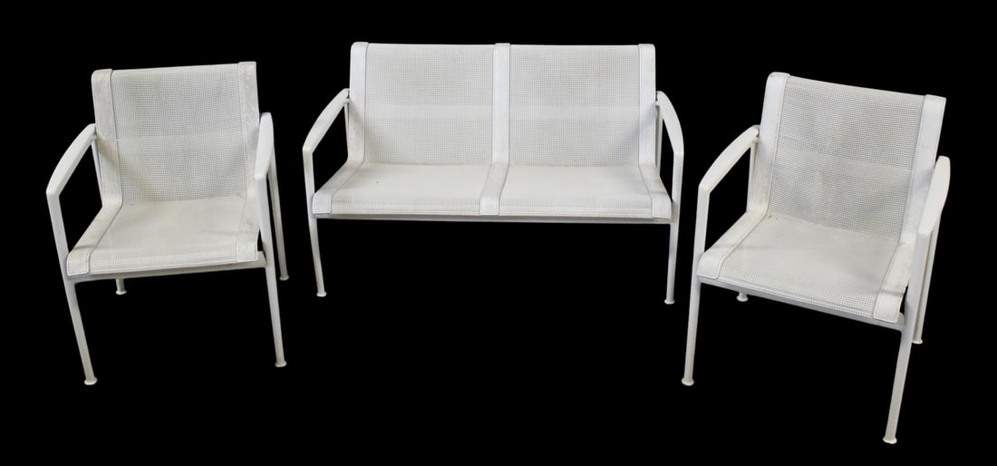Richard Schultz Settee And 2 Chairs.: From a New Milford, CT estate. Dimensions: Settee 27" h x 46" w x 23" d & Chair 28.5" h" x 23" w x 22" d.