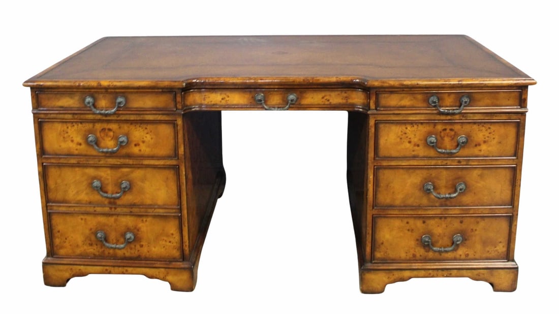 THEODORE ALEXANDER Walnut & Leathertop Desk. (1 of 9)