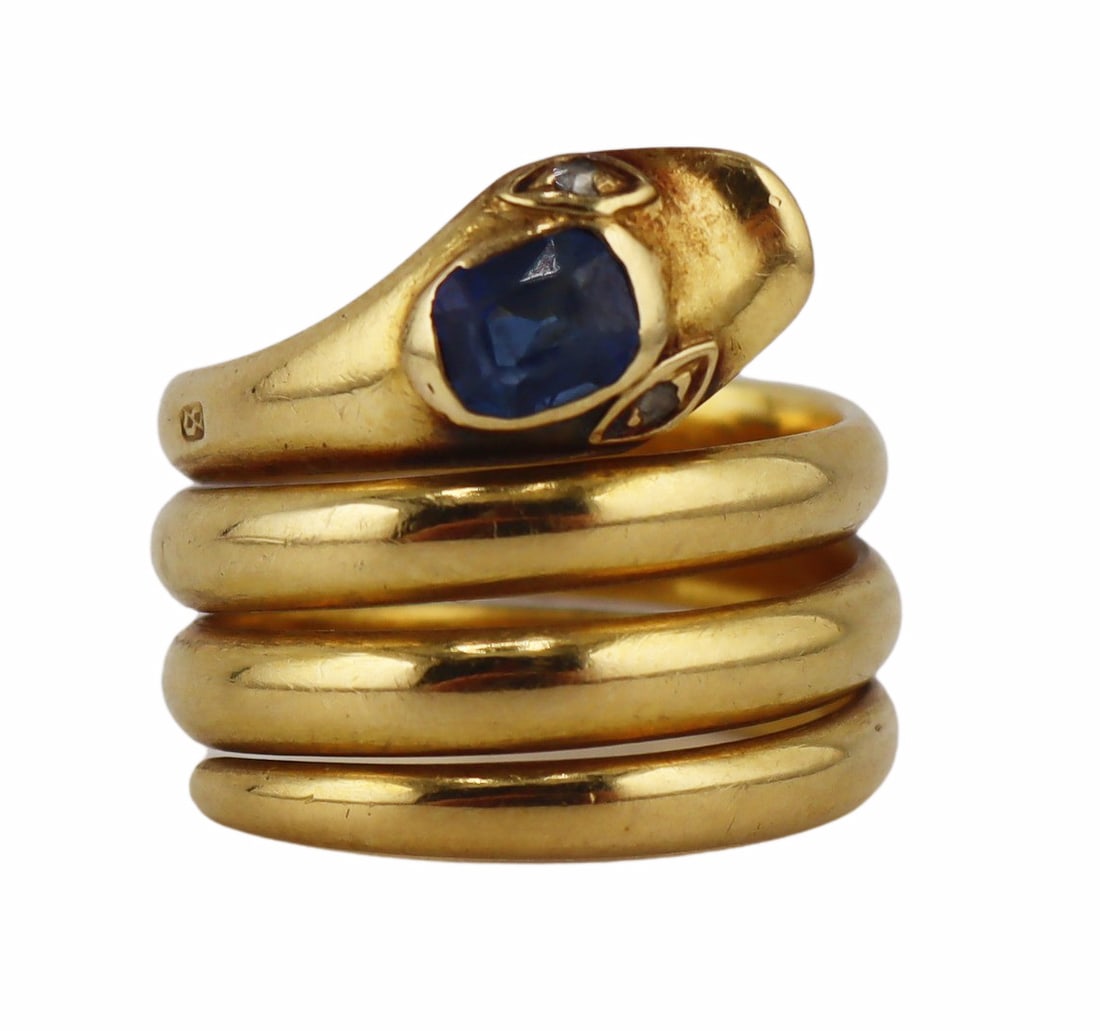JEWELRY. English 18ct Gold GIA Natural Sapphire & (1 of 12)