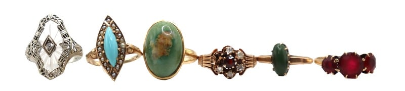 JEWELRY (6) Assorted Gold, Gem, and Diamond Rings. (1 of 19)