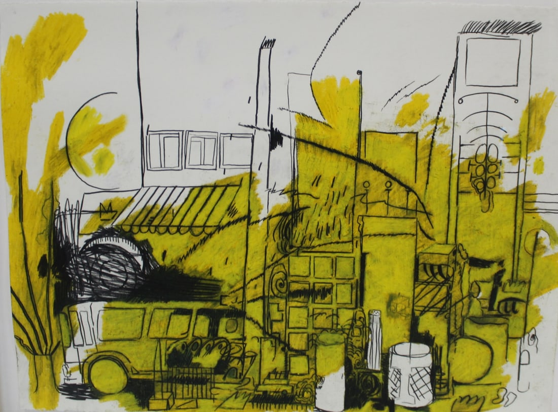 UNSIGNED Ink And Watercolor: Apparently unsigned, ink and watercolor. From a Greenwich CT estate. - Dimensions: 22" x 30" & Framed: 36" x 34"