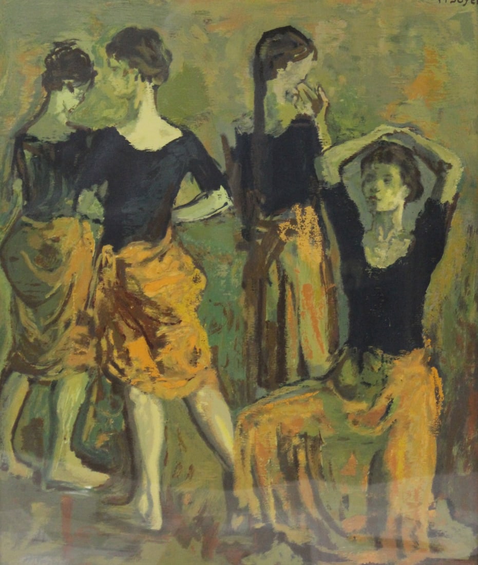 MOSES SOYER (American 1899 - 1974): Ballet Dancers. Serigraph, coa on verso. From a Scarsdale NY estate. Dimensions: 26" x 22" & Framed 32.25" x 28.25"