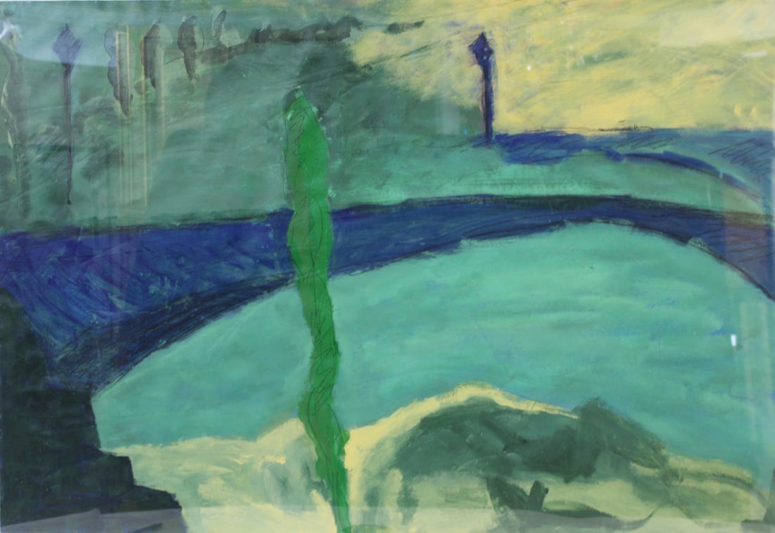 UNSIGNED Gouache Painting (1 of 3)