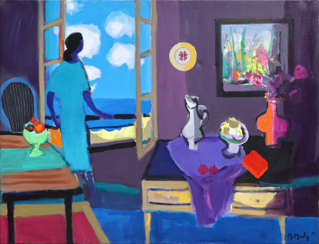 MARCEL MOULY (FRENCH, 1918-2008).: 'La Tete Dans Los Nuages' (Head in the Clouds). 1999. Oil on canvas. Signed and dated lower right. Verso: Signed, titled, and dated on canvas. Provenance: Purchased by the consignor at the Opera Galle