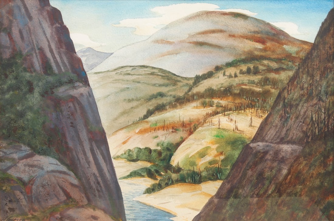 HENRY MARTIN GASSER (AMERICAN, 1909-1981).: 'Western Vista'. Watercolor on paper. Signed lower left. Property of a Westfield, NJ estate. Dimensions: Sight size: 14" h 20.50" w. Frame: 21.625" h x 28.375" w.