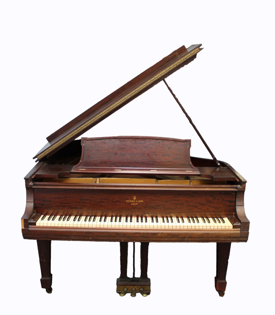STEINWAY & SONS Mahogany Piano Serial # 163537: A mahogany baby grand piano. Board is good, customers say it has a nice sound but please come and view it in person if possible. From a Brooklyn, NY estate. - Dimensions: 56" h x 69" w.