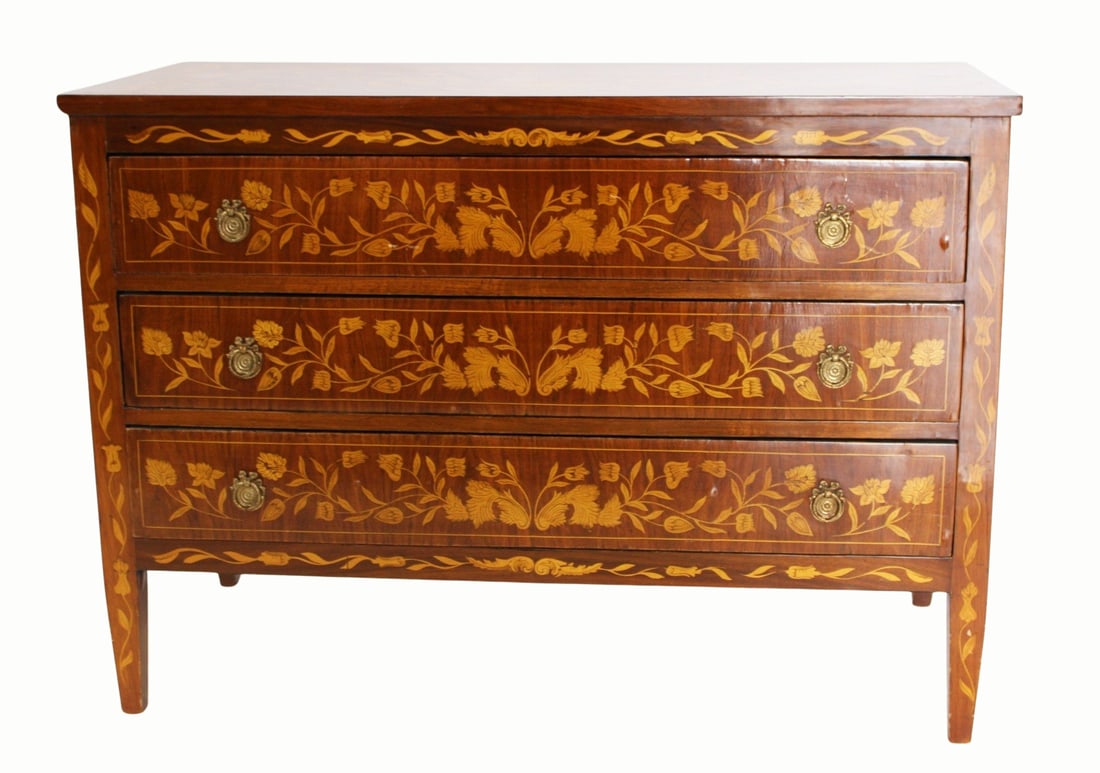 Vintage Marquetry Inlaid 3 Drawer Commode. (1 of 9)