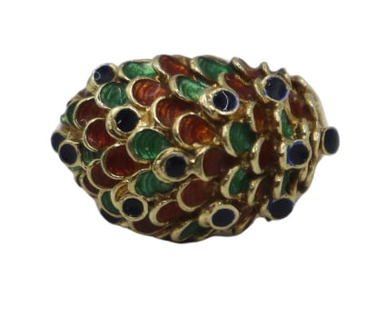 JEWELRY Vintage 14kt Gold and Enamel Cocktail Ring (1 of 6)