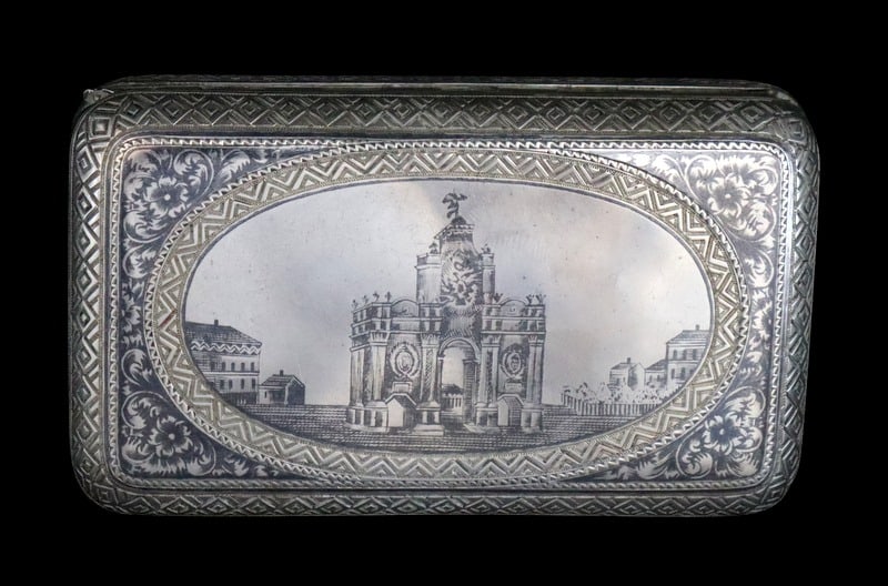 SILVER. Russian .875 Silver and Niello Cigarette C (1 of 7)