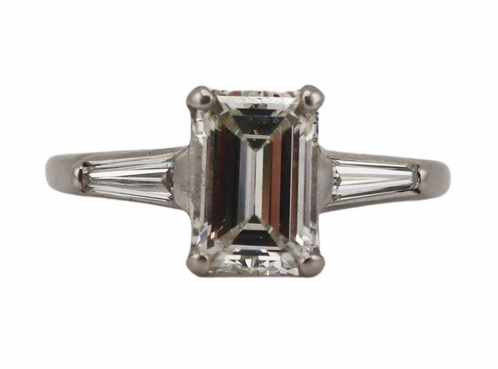 JEWELRY. IGI 1.50ct Emerald Cut Diamond Ring. (1 of 9)