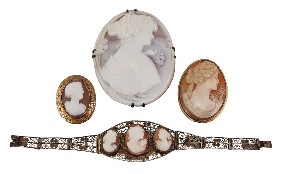 JEWELRY. 14kt Gold and Silver Cameo Jewelry. (1 of 12)