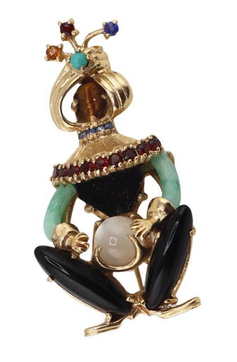 Butler Wilson Harlequin Seated On Moon Brooch