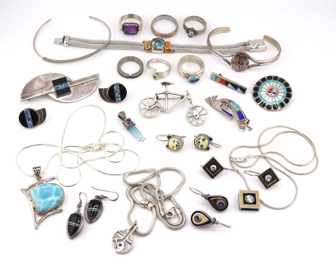 JEWELRY. Collection of (28) Pcs. of Silver Jewelry (1 of 20)