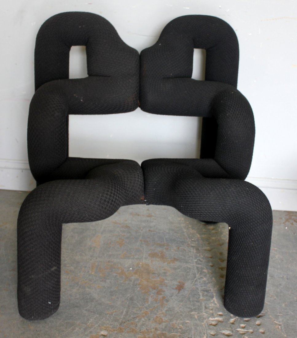 Midcentury Terje Ekstrom "Ekstrem Chair".: Unusual tubular black fabric chair. From a Manhattan, NY collector. Dimensions: 28" wide x 27" deep x 30" high.