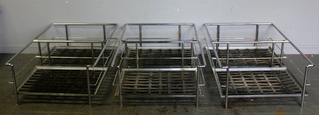 6 Le Corbusier Low Chair Frames,: From a Yonkers, NY estate. Dimensions: 39.5" wide x 29.5" deep x 20" high.