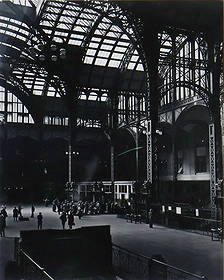 BERENICE ABBOTT (AMERICAN, 1898-1991).: 'Pennsylvania Station, New York City, 1935'. Gelatin silver print. Signed lower right in pencil on mount. Property from a Westchester County, NY collection. Dimensions: Image: 19" h x 15.125" w. Frame